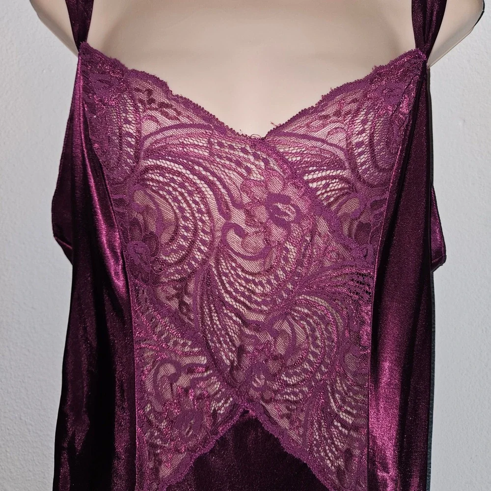 Vintage Victoria's Secret Satin Lace Long Nightgown Plum Slip Dress